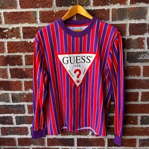 Vintage 90s Guess Striped Shirt Size Mens Medium